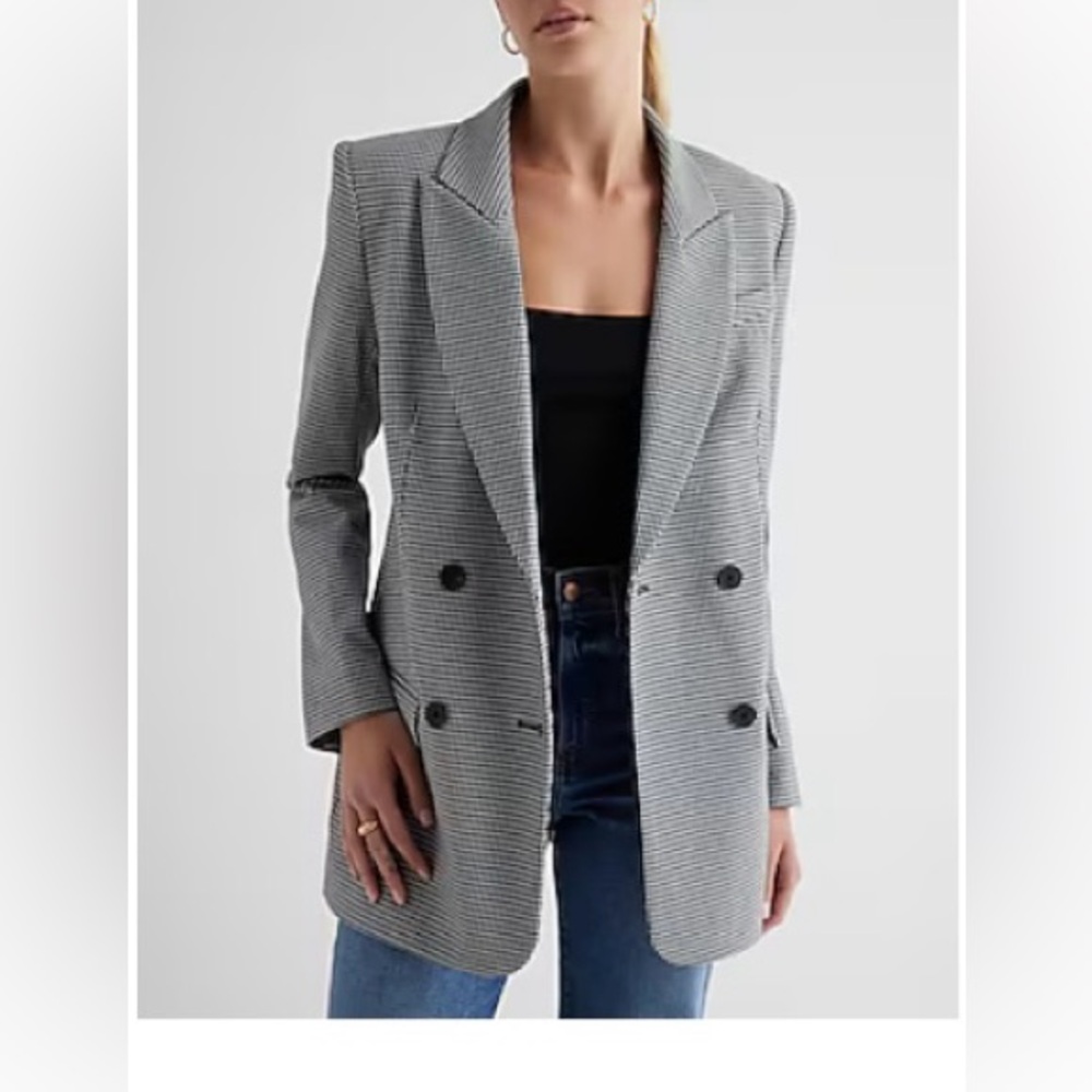 Express 
Houndstooth Double Breasted Blazer